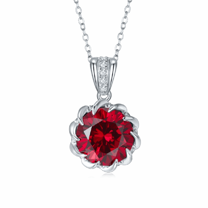 925 Silver Red Ruby Necklace - ZHF-P1447R - Image 1