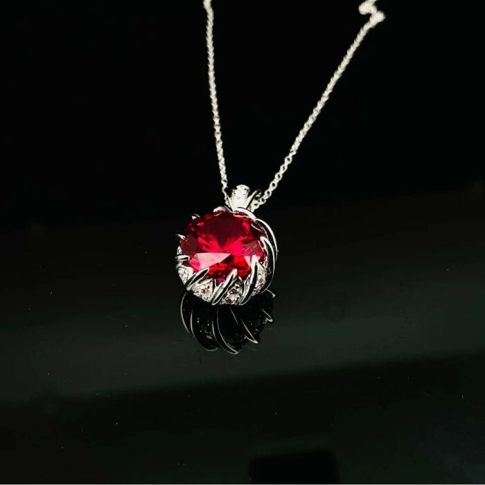 925 Silver Red Ruby Necklace - ZHF-P1447R - Image 4