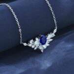 925 Silver Lab-Created Blue Sapphire Necklace - Model ZHF-P1474DB - Image 2