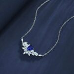 925 Silver Lab-Created Blue Sapphire Necklace - Model ZHF-P1474DB - Image 3