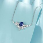 925 Silver Lab-Created Blue Sapphire Necklace - Model ZHF-P1474DB - Image 4