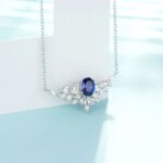 925 Silver Lab-Created Blue Sapphire Necklace - Model ZHF-P1474DB - Image 5
