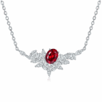 925 Silver Lab-Created Ruby Necklace - Model ZHF-P1474R