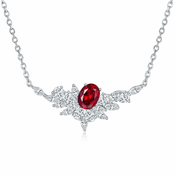 925 Silver Lab-Created Ruby Necklace - Model ZHF-P1474R - Image 1