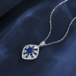 925 Silver Lab-Created Blue Sapphire Necklace - Model ZHF-P1477DB - Image 5