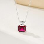 925 Silver Lab-Created Ruby Necklace - Model ZHF-P1496R - Image 2