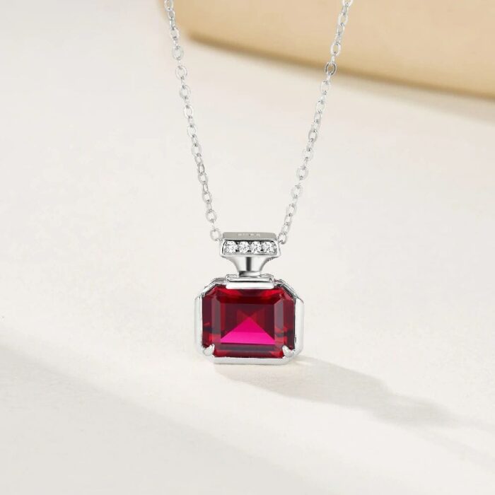 925 Silver Lab-Created Ruby Necklace - Model ZHF-P1496R - Image 2