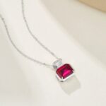 925 Silver Lab-Created Ruby Necklace - Model ZHF-P1496R - Image 3