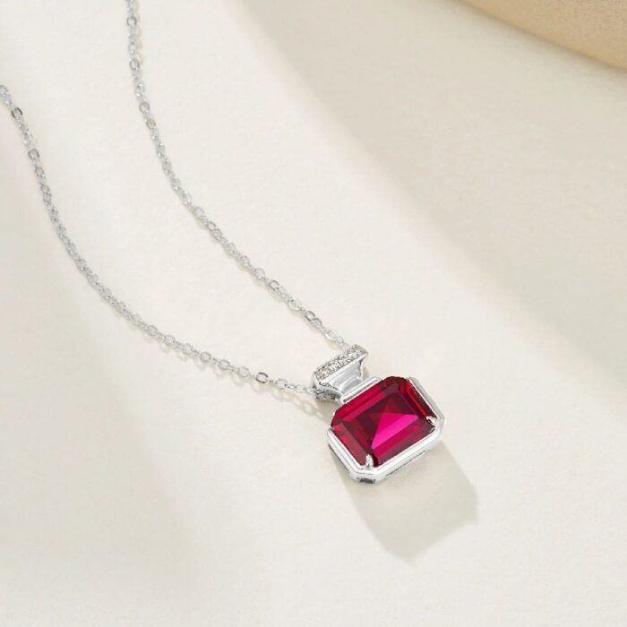 925 Silver Lab-Created Ruby Necklace - Model ZHF-P1496R - Image 3
