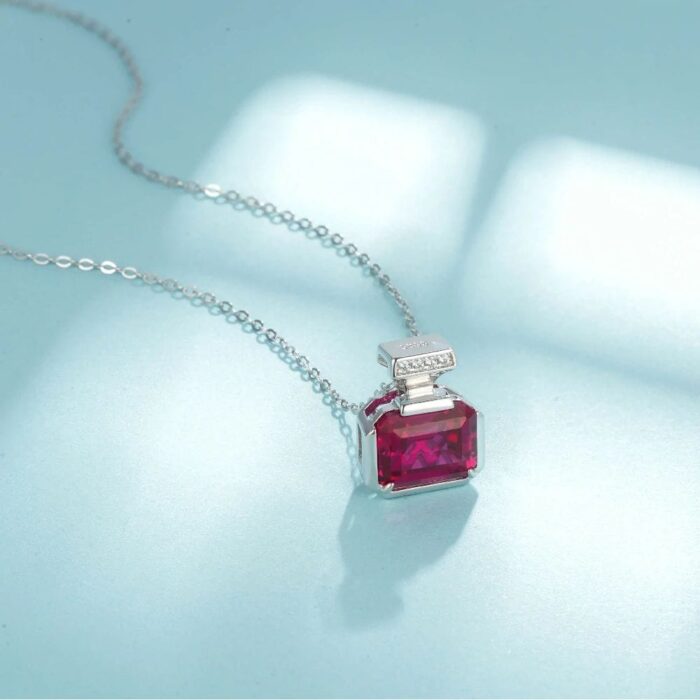 925 Silver Lab-Created Ruby Necklace - Model ZHF-P1496R - Image 4