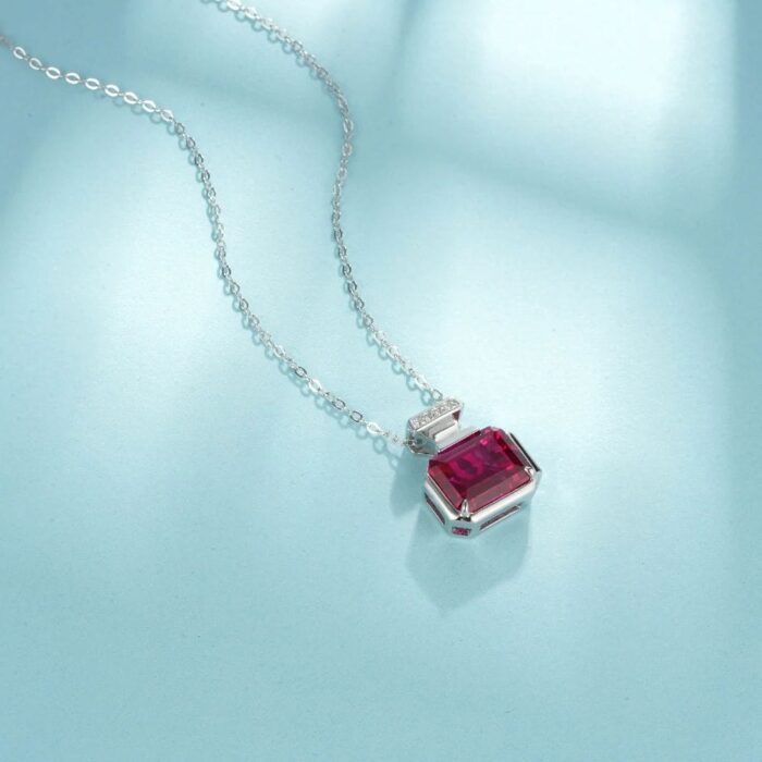 925 Silver Lab-Created Ruby Necklace - Model ZHF-P1496R - Image 5
