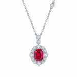 925 Silver Lab-Created Ruby Necklace - Model ZHF-P1581R
