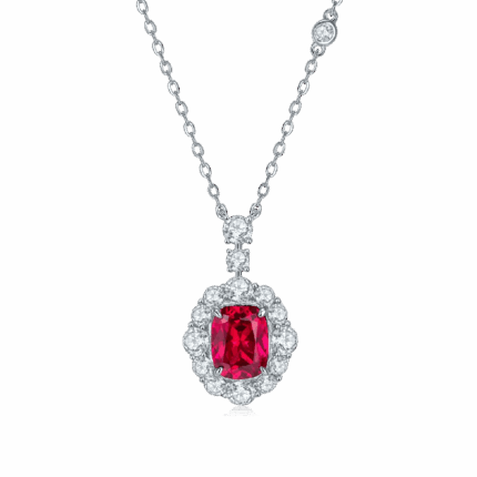 925 Silver Lab-Created Ruby Necklace - Model ZHF-P1581R