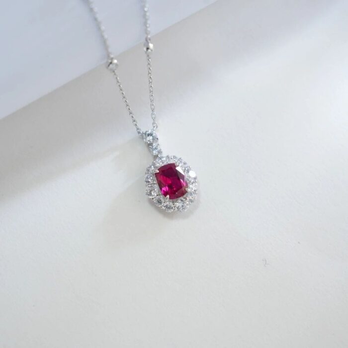 925 Silver Lab-Created Ruby Necklace - Model ZHF-P1581R - Image 2