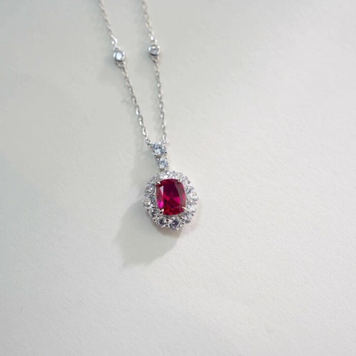 925 Silver Lab-Created Ruby Necklace - Model ZHF-P1581R - Image 4