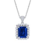 925 Silver Lab-Created Blue Sapphire Necklace - Model ZHF-P1629B