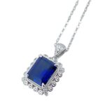 925 Silver Lab-Created Blue Sapphire Necklace - Model ZHF-P1629B - Image 2