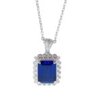 925 Silver Lab-Created Blue Sapphire Necklace - Model ZHF-P1629B - Image 3