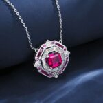 925 Silver Lab-Created Ruby Necklace - Model ZHF-P1636R - Image 2
