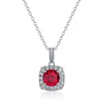 925 Silver Lab-Created Ruby Necklace - Model ZHF-P1711R - Image 2