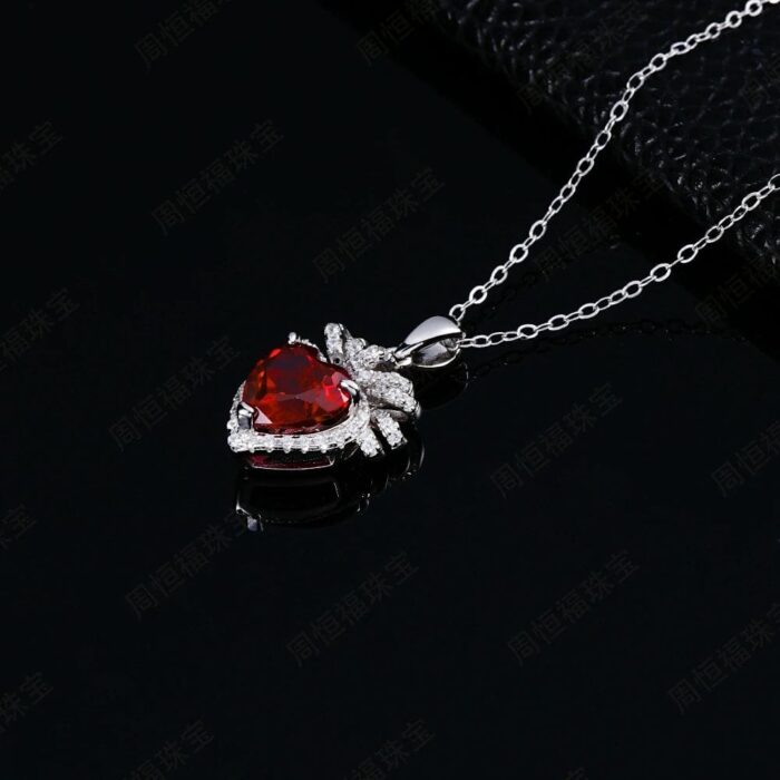 925 Silver Cultured Ruby Necklace ZHF-P1713R - Image 3
