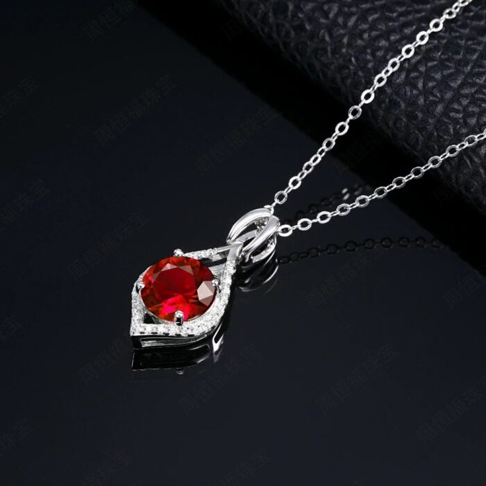 925 Silver Cultured Ruby Necklace ZHF-P1713R - Image 4