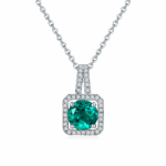 925 Silver Lab-Created Emerald Necklace - Model ZHF-P1730L