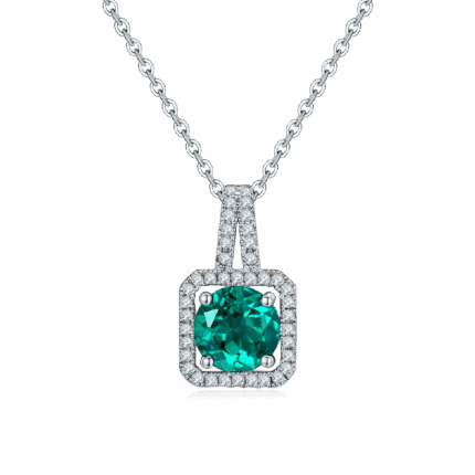 925 Silver Lab-Created Emerald Necklace - Model ZHF-P1730L