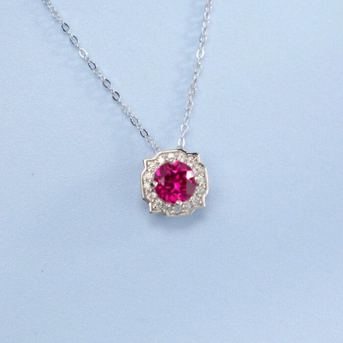 925 Silver Lab-Created Ruby Necklace - Model ZHF-P1738R - Image 4