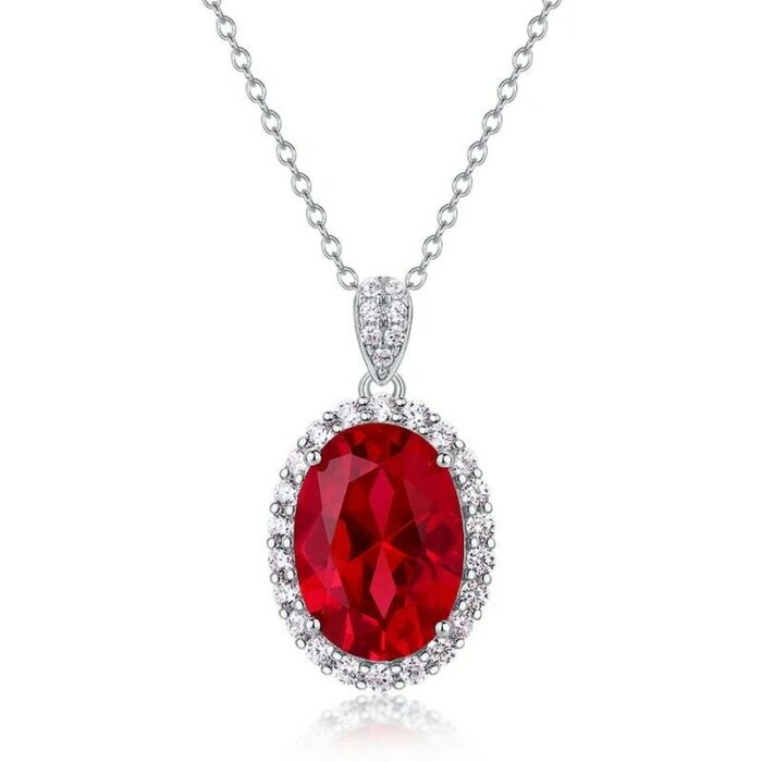 925 Silver Cultured Ruby Necklace ZHF-P1798R - Image 1