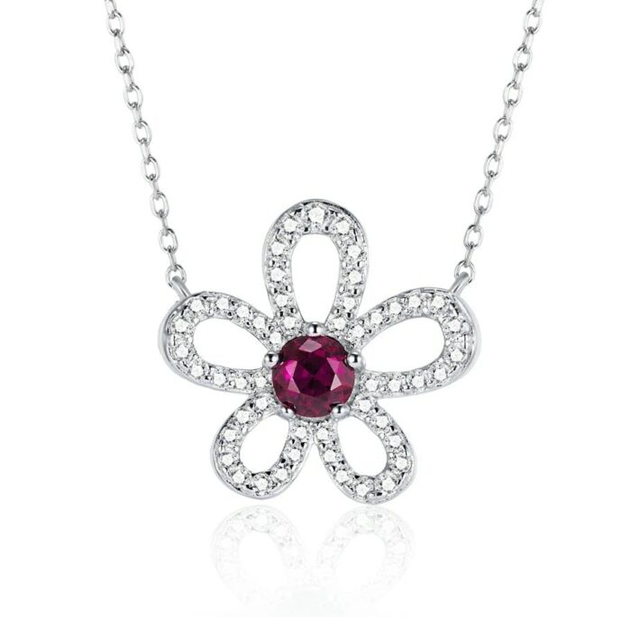925 Silver Lab-Created Ruby Necklace - Model ZHF-P3166-2 - Image 1