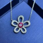 925 Silver Lab-Created Ruby Necklace - Model ZHF-P3166-2 - Image 4