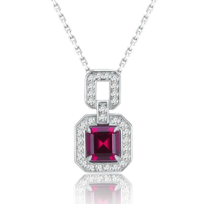 925 Silver Cultured Ruby Necklace ZHF-P5002R - Image 1