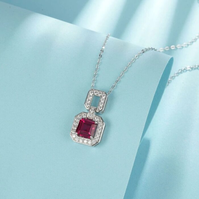 925 Silver Cultured Ruby Necklace ZHF-P5002R - Image 3