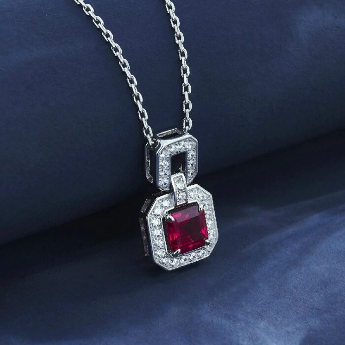925 Silver Cultured Ruby Necklace ZHF-P5002R - Image 4