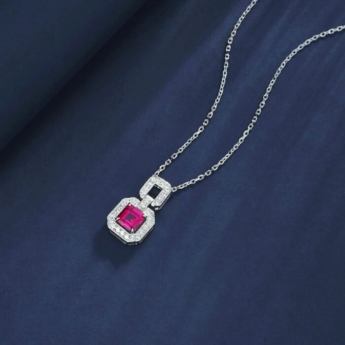 925 Silver Cultured Ruby Necklace ZHF-P5002R - Image 5