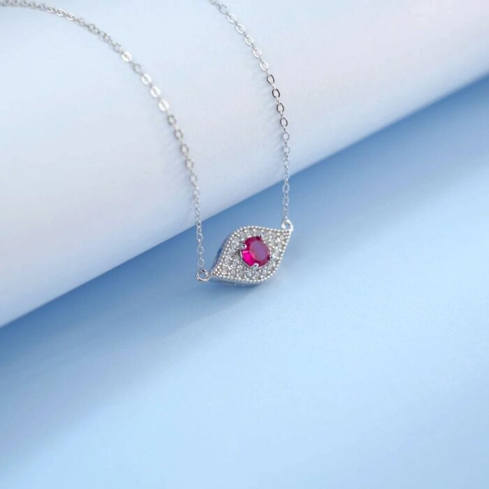 925 Silver Lab-Created Ruby Necklace - Model ZHF-P5512R - Image 3