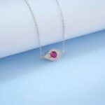 925 Silver Lab-Created Ruby Necklace - Model ZHF-P5512R - Image 4