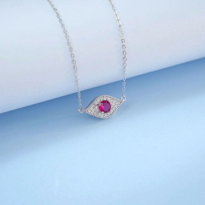 925 Silver Lab-Created Ruby Necklace - Model ZHF-P5512R - Image 4