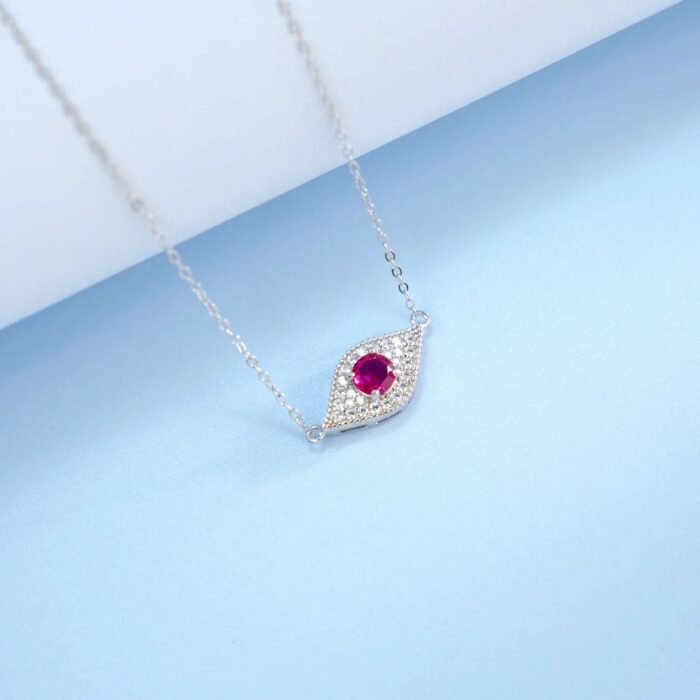 925 Silver Lab-Created Ruby Necklace - Model ZHF-P5512R - Image 5