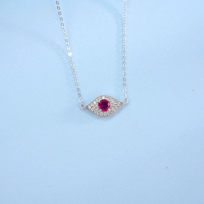 925 Silver Lab-Created Ruby Necklace - Model ZHF-P5512R - Image 6