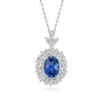 925 Silver Lab-Created Blue Sapphire Necklace - Model ZHF-R1337B