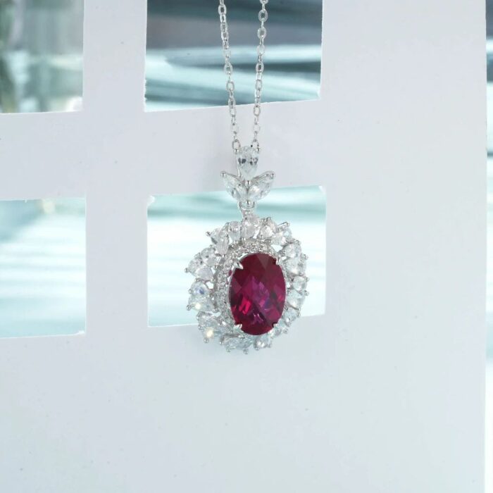 925 Silver Lab-Created Ruby Necklace - Model ZHF-R1337R - Image 3