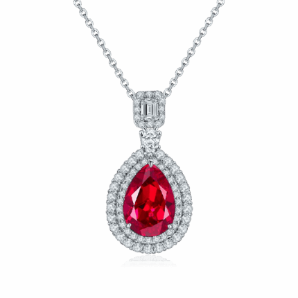 925 Silver Cultured Ruby Necklace ZHF00406R