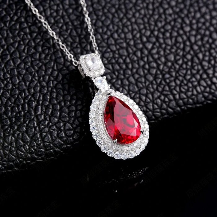 925 Silver Cultured Ruby Necklace ZHF00406R - Image 2