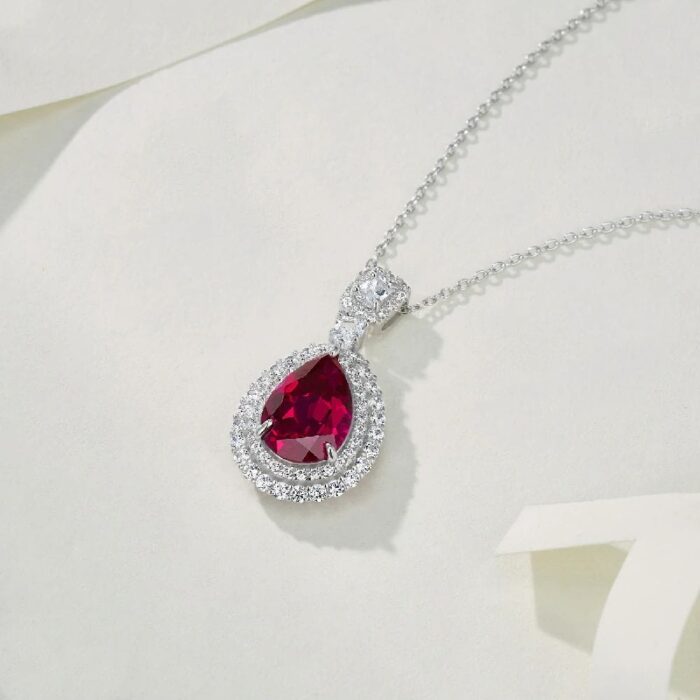 925 Silver Cultured Ruby Necklace ZHF00406R - Image 4