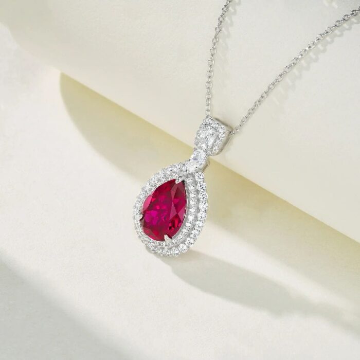 925 Silver Cultured Ruby Necklace ZHF00406R - Image 5
