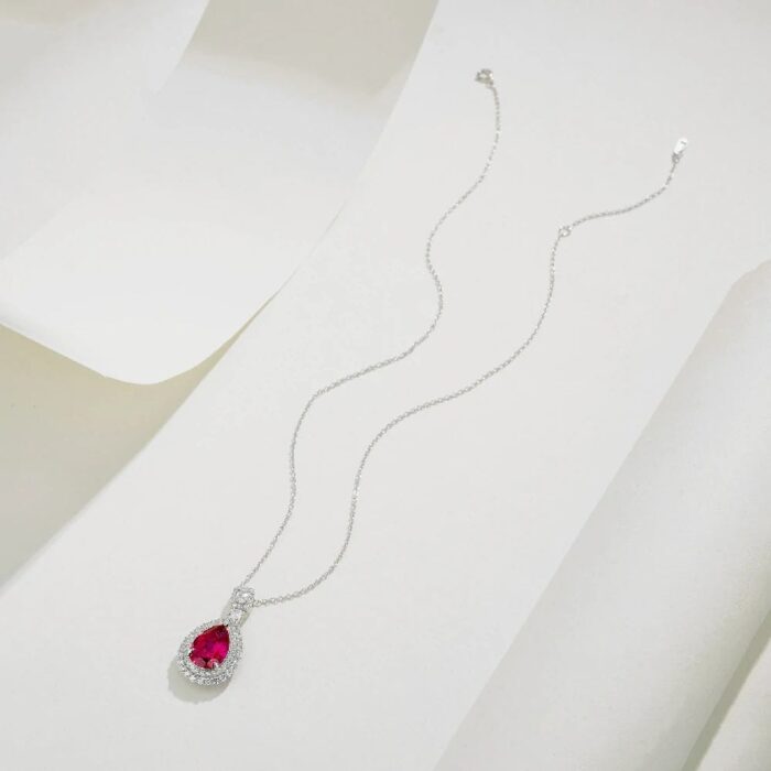 925 Silver Cultured Ruby Necklace ZHF00406R - Image 6