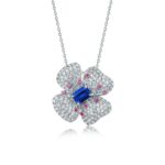 925 Silver Lab-Created Blue Sapphire Necklace - Model ZHFP0008B