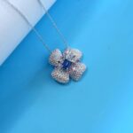 925 Silver Lab-Created Blue Sapphire Necklace - Model ZHFP0008B - Image 2